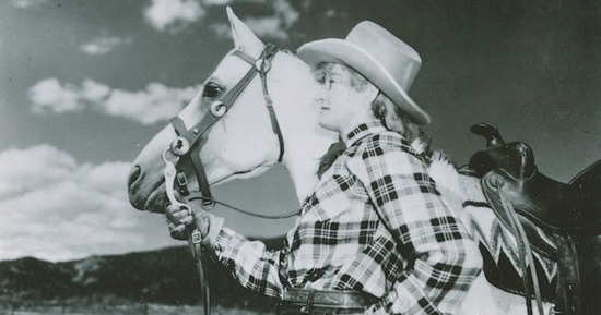 Mari Sandoz is pictured at the Van Vleet ranch in Colorado in 1942. (Photo courtesy of the Mari Sandoz Society)