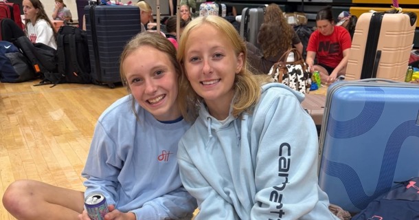  Alexis Galusha and Delaney Jennings at a meet from earlier this season. Photo Courtesy: St. Paul Girls Wrestling FB Page