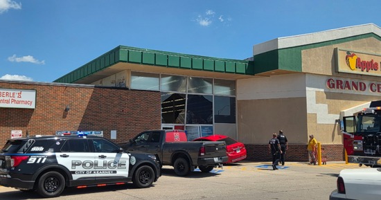 A car drove into the Pharmacy Entrance of Apple Market in Kearney/Photo - Trevor Bentley