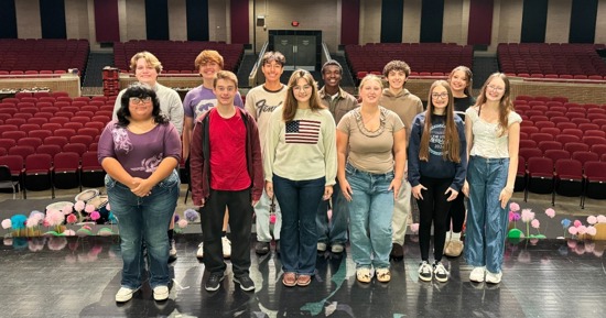 Front Row from L to R: Rubi Aguilar, Kainen Mora, Miley Edwards, Madison Wieczorek, Cadence Gidcumb, & Malia McNeal Back Row from L to R: William Woods, Deacon McPherson, Alexis Flores, Ablam Zotoglo, Ulises Acosta, Jesse Gilmore Not pictured: Jack Parker & Natalie Flores